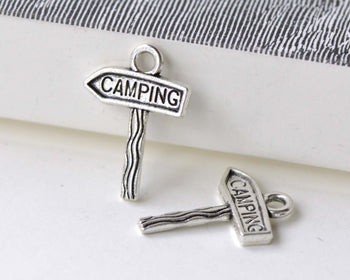 20 pcs Antique Silver Camping Sign Charms Traveling Pendants A7949