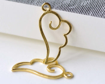 Gold Angel Wing Frame Charms 9x18mm Set of 20 A8085
