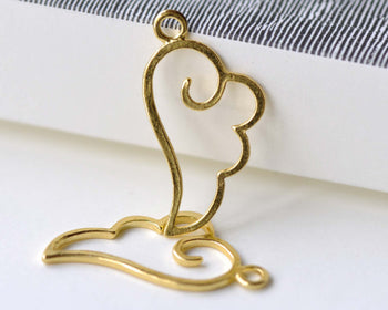 Gold Angel Wing Frame Charms 14x27mm Set of 20 A8085