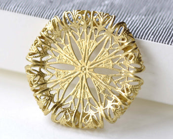 Raw Brass Filigree Withered Flower Stamping Embellishments  A8090