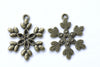 Antique Bronze Snowflake Leaf Charms Pendants Set of 10 A8104