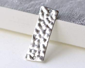 Stamped Bar Rectangle Connector Antique Silver Charms Set of 10 A8106