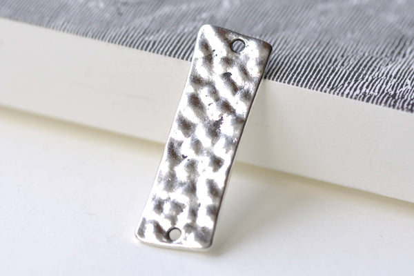 Stamped Bar Rectangle Connector Antique Silver Charms Set of 10 A8106