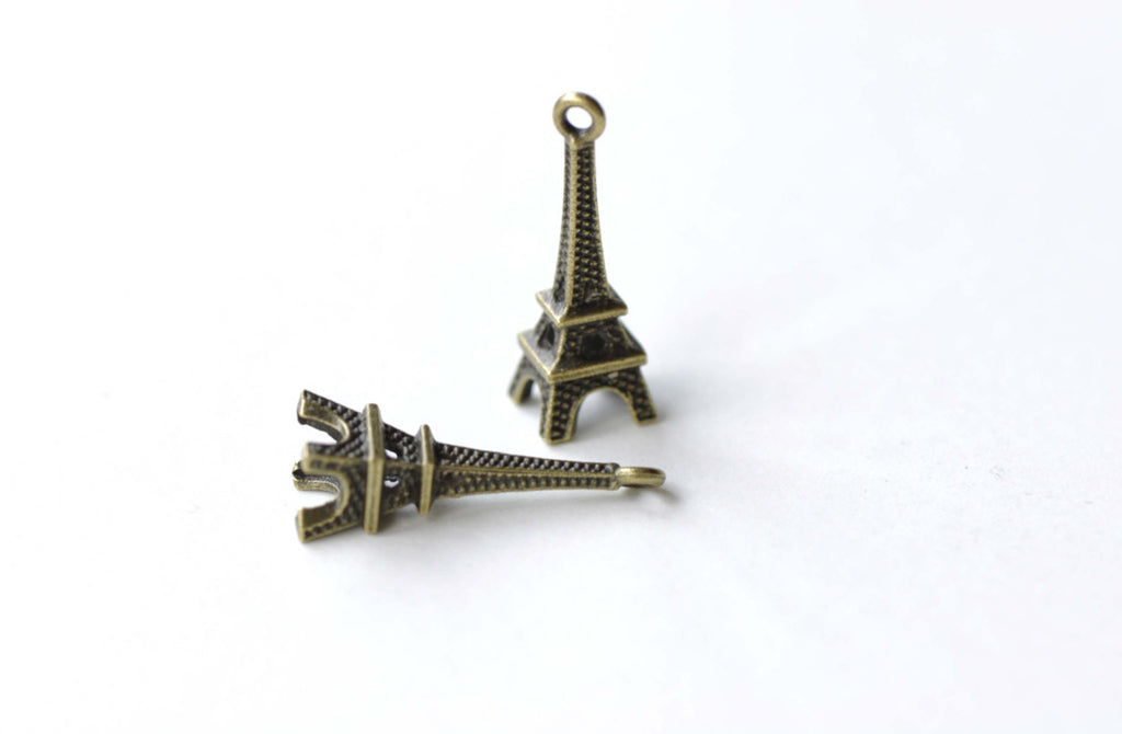 Eiffel Tower Charms Antique Bronze 3D Thick Pendants Set of 20 A8094
