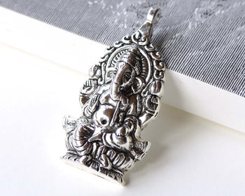 Antique Silver Thai Elephant Pendants Charms 32x62mm Set of 5 A8102