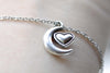 Crescent Moon Heart Charms Antique Silver Pendants Set of 20 A8111
