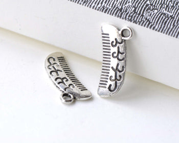 Hair Comb Charms Antique Silver Vintage Pendants Set of 20 A8117