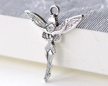 Small Fairy Charms Antique Silver Pendants 24x29mm Set of 10 A8118