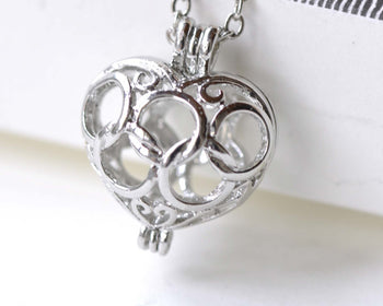 Platinum 3D Heart Wish Box Pendants Charms  16x19mm Set of 4 A8121