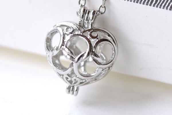 Platinum 3D Heart Wish Box Pendants Charms  16x19mm Set of 4 A8121