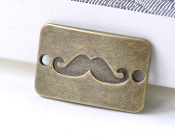 Moustache Connector Antique Bronze Rectangle Charms Set of 10 A8122