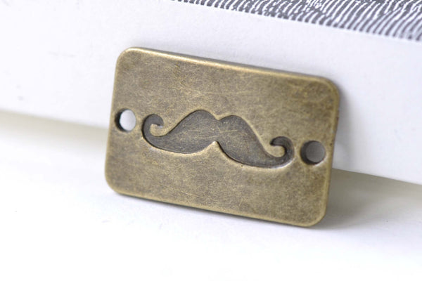 Moustache Connector Antique Bronze Rectangle Charms Set of 10 A8122