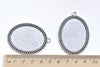 6 pcs Antique Silver Oval Base Setting Pendants Tray A8125