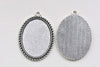 6 pcs Antique Silver Oval Base Setting Pendants Tray A8125