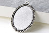 6 pcs Antique Silver Oval Base Setting Pendants Tray A8125