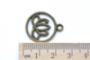20 pcs Cut Out Lotus Flower Charms Antique Bronze Round Pendants A8128