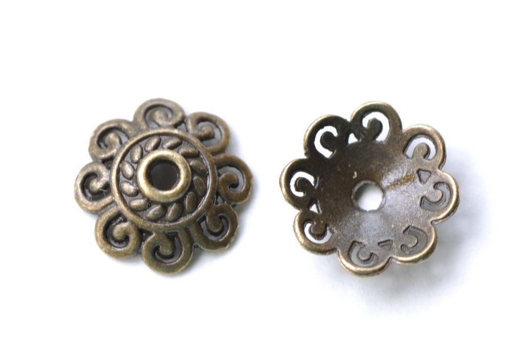 Antique Bronze Filigree Bead Caps 12mm  Set of 50 A8135