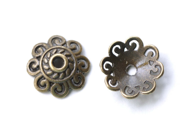 Antique Bronze Filigree Bead Caps 12mm  Set of 50 A8135