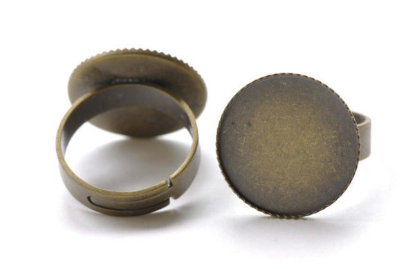 Bronze Ring Blank Shank Base Match 18mm Cabochon Set of 10 A8138