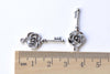 Antique Silver Filigree Flower Key Charms 11x28mm Set of 10 A8149