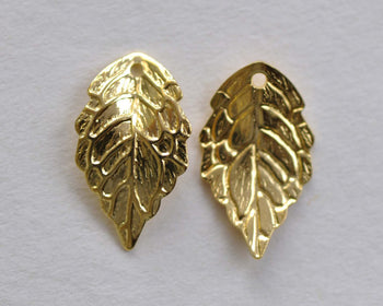 Gold Curved Leaf Charms 10x17mm Set of 30 A8156