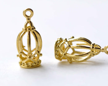 Anti Tarnish 16K Gold Bird Cage Charms Set of 10 A8158