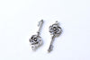 Antique Silver Filigree Flower Key Charms 11x28mm Set of 10 A8149