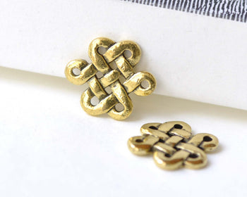 Antique Gold Chinese Knot Connector Charms 14x17mm Set of 20 A8153