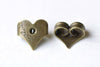 Antique Bronze Heart Earring Earnuts Stoppers Backs Set of 50 A8160
