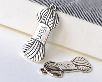 Yarn Bundle Charms Antique Silver Flat Pendant Set of 20 A8171