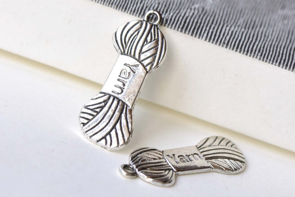 Yarn Bundle Charms Antique Silver Flat Pendant Set of 20 A8171