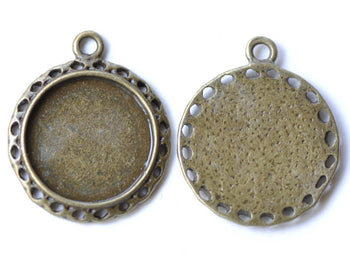 Pendant Tray Blank Cameo Base Settings Match 15mm Cabochon A8176