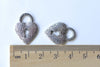 Antique Silver Heart Lock Charms Double Sided Set of 10 A8172