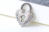 Antique Silver Heart Lock Charms Double Sided Set of 10 A8172