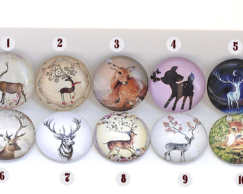 Reindeer Photo Glass Cabochon Picture Cameo Size 25mm Assorted Style