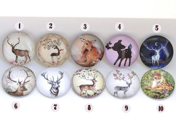 Reindeer Photo Glass Cabochon Picture Cameo Size 25mm Assorted Style