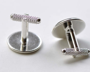 Silver Cuff Links Cufflinks With 18mm Bezel Cup Set of 10 A8053