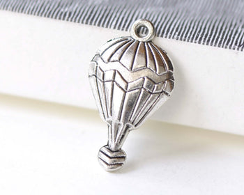 Antique Silver Hot Air Balloon Charms 16x30mm Set of 10 A8188