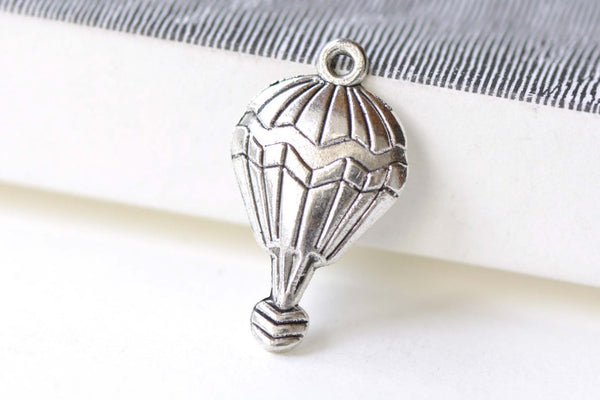 Antique Silver Hot Air Balloon Charms 16x30mm Set of 10 A8188