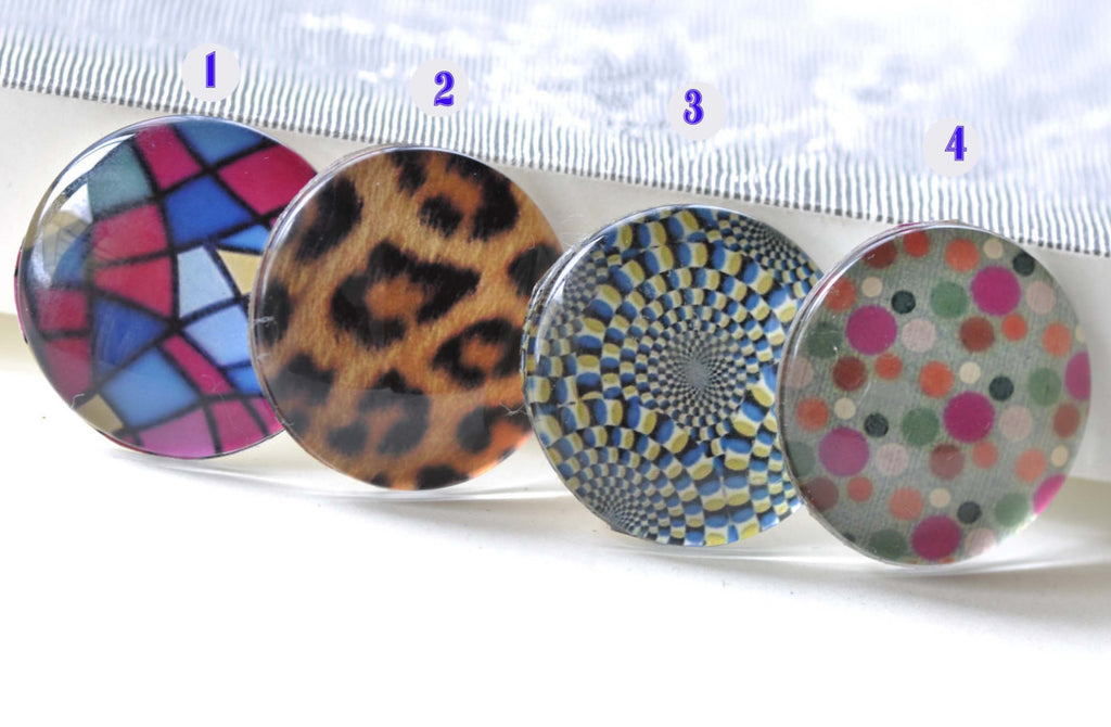 Abstract Geometric Pattern Photo Glass Cabochon Dome Cameo 25mm