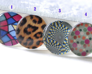 Abstract Geometric Pattern Photo Glass Cabochon Dome Cameo 25mm