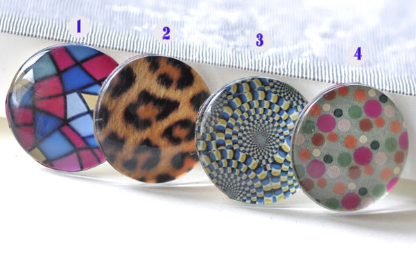 Abstract Geometric Pattern Photo Glass Cabochon Dome Cameo 25mm