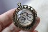 Bicycle Photo Glass Cabochon Dome Round Cameo 25mm Set of 5 A8200