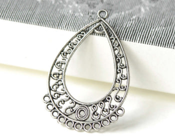 Antique Silver S Shaped Teardrop Chandelier Earring Set of 10 A8202