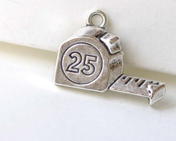 Antique Silver Tape Measure Charms Pendants 16x23mm Set of 20 A8225