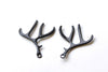 Black Antler Pendant Large Reindeer Horn Charms 40x52mm Set of 6 A8226