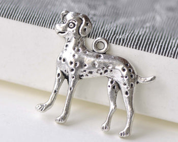 SALE Antique Silver Dalmatian Dog Charms 28x29mm Set of 10 A8229