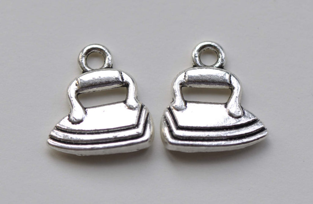 Antique Silver IRON Charms 16x17mm Set of 10 A8232