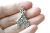 Antique Silver Heart Dog Pet House Charms 20x31mm Set of 10 A8233