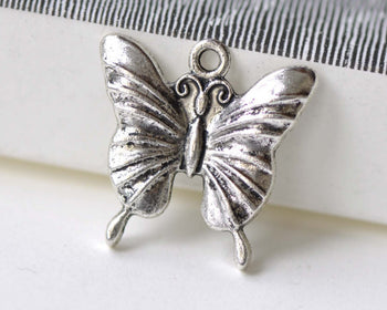 Butterfly Charms Antique Silver Pendants 23x23mm Set of 10 A8189
